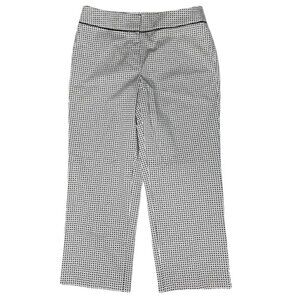 Talbots Stretch Basket Weave Black White Capri Crop Casual Dress Pants Size 6